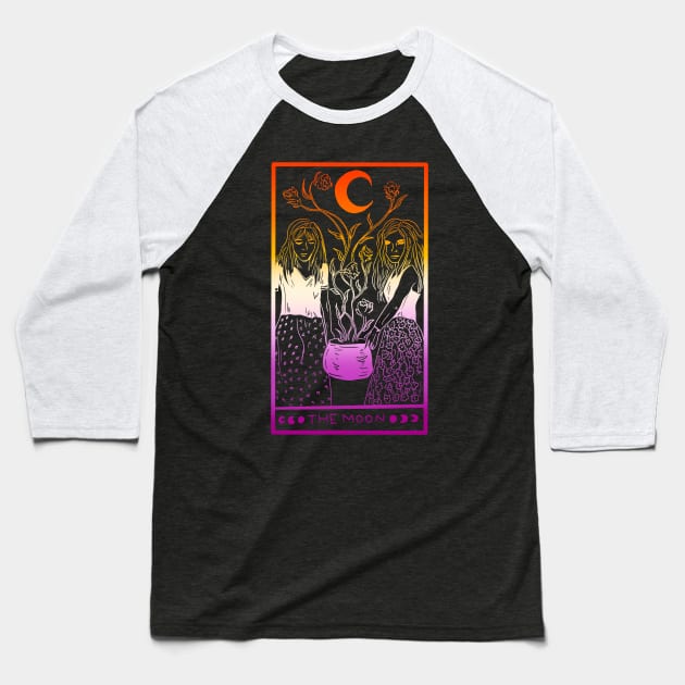 Midnight Margarita Moon - tarot card sapphic sunset Baseball T-Shirt by TheDoodlemancer